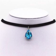 Chokers Necklace, Black Velvet Ribbon, Simple Choker, Blue Sapphire Pendant, Sapphire Necklace Pendants, Pendant Choker, Statement Choker Necklace, Magical Jewelry, Drop Pendant Necklace