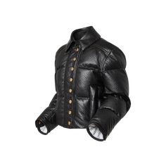 LOUIS VUITTON® - Monogram Leather Padded Boxy Jacket - Black Luxury Leather Jacket With Padded Collar, Luxury Black Quilted Biker Jacket, Luxury Black Leather Jacket With Padded Collar, Luxury Quilted Black Leather Jacket, Luxury Single-breasted Leather Jacket, Boxy Jacket, Monogrammed Leather, Louis Vuitton Official, Gold Colour