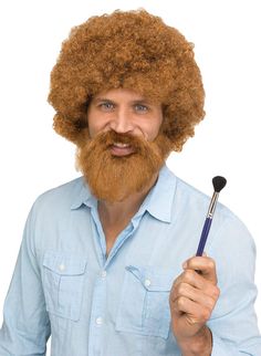 PRICES MAY VARY. includes: wig, beard includes: wig, beard Famous People Costumes, Bob Ross Wig, Bob Ross Costume, Old School Hairstyles, Wig Brown, Men's Wigs, Afro Style, Halloween Wigs, Afro Wigs