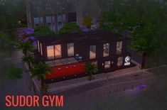 an aerial view of a house with the words sudor gym on it