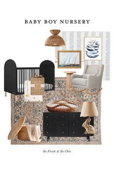 the baby boy nursery room is decorated in neutral colors