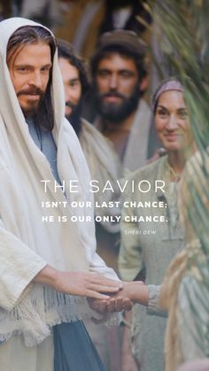 jesus walking with his family and the words, the savor isn't our last chance he is our only chance