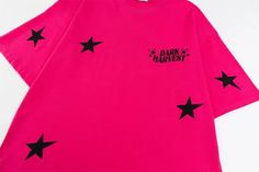 Dark Harvest Stars T-shirt | Trendy Print T-shirts | h0neybear Pink Crew Neck T-shirt With Star Print, Pink Star Print Crew Neck T-shirt, Pink Short Sleeve T-shirt With Star Print, Pink Star Print Short Sleeve T-shirt, Grunge Crew Neck T-shirt With Star Print, Grunge Cotton T-shirt With Star Print, Retro Casual Outfits, 90s Fashion Retro, Trendy Prints