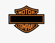 an orange and black motor company logo on a white background with the words,'motor company '