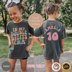 Unfortunately, we're unable to expedite the order. Kindly review the estimated delivery timeframe prior to finalizing your purchase. **10th Birthday Girl Shirt, In My Double Digit Era Shirt, Custom Bday Girl Tee, Personalized B-day Girl Top, Retro Groovy Birthday Shirts Gift** ✨Our designs are original creations✨ ✨We welcome any custom orders you may have. Please message us! ✨ Celebrate your little one's big day with our "In My Double Digits Era" tee, perfect for a 10th birthday girl. This comfo In My Double Digits Era, Double Digit Birthday Ideas Daughters, Double Digits Birthday Ideas, 10 Birthday Ideas, 10th Birthday Ideas, Double Digit Birthday Ideas, 10th Birthday Girl, 10th Birthday Shirt, Party At The Park