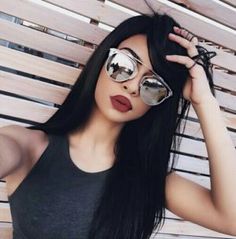 all black hair Black Cat Eye Sunglasses, Mens Fashion Edgy, Couple Songs, Boutique Accessories, Mirrored Sunglasses Women, Round Sunglass Women, Virgin Hair, Designer Sunglasses, Cat Eye Sunglasses