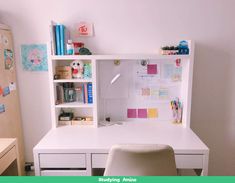 a white desk and chair in a room