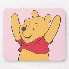 a cartoon winnie the pooh waving at someone mouse pad with an image of winnie the pooh on it