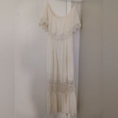 No Flaws Nwt. Please See All Photos And Feel Free To Message Me With Any Questions All Items Cross Posted Off-white Maxi Dress With Lace Trim For Vacation, Off-shoulder Lace Trim Maxi Dress For Summer, Off White Lace Trim Maxi Dress For Summer, Summer Off White Lace Maxi Dress, Off-white Maxi Dress With Lace Trim For Brunch, Off White Maxi Dress With Lace Trim For Brunch, Off White Lace Maxi Dress For Summer, Strapless Cream Dress For Beach, Strapless Maxi