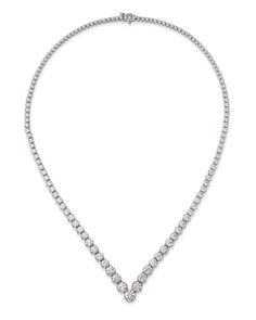 Bloomingdale's Fine Collection Diamond Chevron Tennis Necklace in 14K White Gold, 15.60 ct. t.w. Exquisite Hallmarked Diamond Necklace For Formal Occasions, Formal Hallmarked Pear-shaped Necklace, Formal Oval Tennis Necklace With Brilliant Cut, White Gold Baguette Cut Necklace For Evening, Formal Oval Necklace With Single Cut Diamonds, White Gold Baguette Cut Necklaces For Evening, Formal Oval Brilliant Cut Tennis Necklace, Baguette Cut White Gold Necklace For Evening, Hallmarked Diamond Necklace For Evening