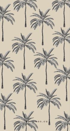 a palm tree pattern on a beige background