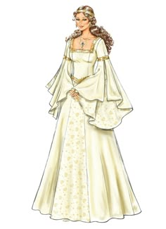 Middle Ages Dress, Medieval Dress Pattern, Costume Sewing Patterns, Fashion Design Inspiration, Costume Patterns, Dress Drawing, Medieval Dress, فستان سهرة