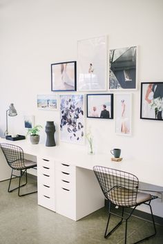 an instagram page with pictures on the wall and two chairs in front of them