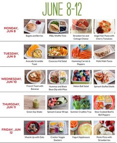 an image of a healthy meal schedule for the month of june 8 - 12, 2013