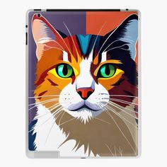 a multicolored cat with green eyes ipad case / skin