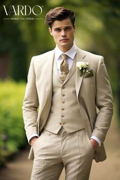 Wedding Suits Groom Unique, Ivory Suits, 3 Piece Suit Men Wedding, Beige Suits For Men, Unique Mens Wedding Suits, Three Piece Suit Mens, 3 Piece Suit Men, Ivory Suit