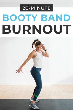 Tone your legs and thighs with this 20-Minute BOOTY BAND WORKOUT! Follow along with this real time workout video as I guide you through one minute intervals of LEGS, CARDIO and CORE using a light resistance band. 18 booty band exercises that can be done at home, the gym, or while traveling. Cardio With Resistance Bands, Bootybands Workout At Home, Hit Workout, Strengthen Your Back, Bands Workout, Exercise Band