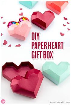 diy paper heart gift box with instructions to make it