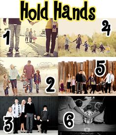 a collage of photos with the words hold hands and numbers in front of them