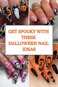 Classic Halloween Nail Art, 2024 Halloween Nail Trends, Halloween Girlie Nails, Halloween Nails Trend 2024, Nail Design For Halloween, Fun Halloween Nail Art, 2024 Halloween Nail Designs, Fall Nail Designs Halloween, Creepy Halloween Nail Designs