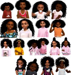 a group of black children with different hair styles