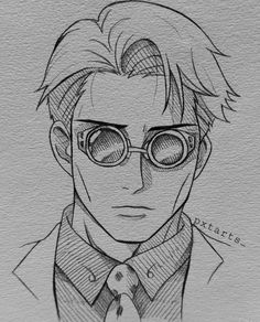 a drawing of a man with glasses and a tie