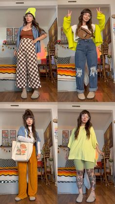 Womens Outfits Midsize, Fashion Color Placement, Quirky Fashion Outfits, Maximist Outfits, Gender Neutral Outfit Ideas, Fall Barista Outfit, Colorful Style Aesthetic, Mis Sized Outfits, Alt Teaching Outfits