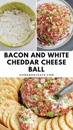 bacon and white cheddar cheese ball with crackers