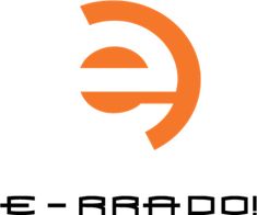 the e - raddo logo is shown in orange