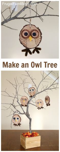 an owl tree made out of paper and branches