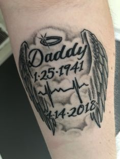 Remberance Tattoos For Grandparents, Tattoo Ideas For Grandpa In Memory Of, Tribute Tattoos In Memory Of Dad, Heart Rhythm Tattoo, Tattoo Ideas For Dad Who Passed, Tattoo Ideas For Passed Loved Ones, Dad Tattoo In Memory Of, Tattoo For Father Who Passed, Delicate Feminine Tattoos