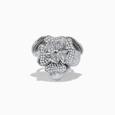 Effy 925 Sterling Silver Diamond Flower Ring Effy Jewelry, Diamond Flower, Jewelry Stand, Flower Ring, Silver Diamonds, Round Diamonds, Metallic Silver, Sterling Silver Rings, Jewelry Design