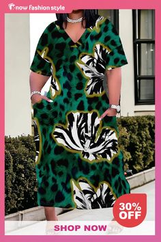 Casual Camouflage Print V Neck Short Sleeve Pockets Long Baggy Straight Plus Size Maxi T-shirt Dress Baggy T-shirt, Denim Jacket With Dress, African Fashion Women Clothing, African Fashion Women, Camouflage Print, Plus Size Maxi, Lace Dress Long, Plus Size Jumpsuit, Long Sleeve Lace Dress