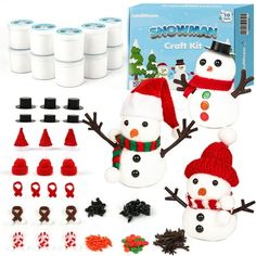 the snowman craft kit is ready to be assembled