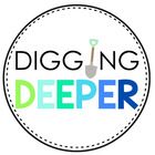 digging deeper logo with a shovel in the center