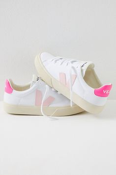 So versatile with an effortless, sporty vibe, these low-top sneakers from Veja feature organic cotton uppers. **Features:** Low-top style, organic cotton uppers, padded collar, Amazonian rubber outsole, vegan leather logo details, lace-up closure **Why We | Campo Canvas Sneakers by Veja at Free People in Pink, Size: EU 36 Veja Shoes, Trendy Shoes Sneakers, Preppy Shoes, Cute Sneakers, Shoe Inspo, Swag Shoes, School Shoes, Leather Logo, Shoe Obsession