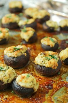 some food is sitting on a pan and ready to be cooked in the oven for consumption