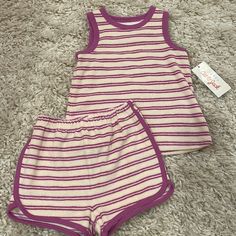 Cat & Jack Toddler Terrycloth Tank Top/Short Set In Purple/Cream