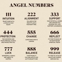 the numbers for angel numbers are shown in black and white, with different font styles