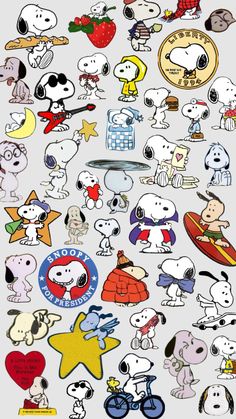 a bunch of stickers that are on the back of a cell phone, with different characters