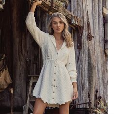 Brand New With Tag Coven, Scalloped Hem, Colorful Hoodies, Hem Dress, Sewing Ideas, White Cream, Cream White, Dress Brands, Mini Dress