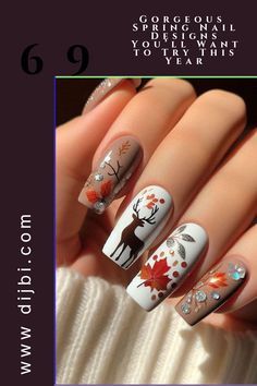 Thanksgiving Nail Designs, Thanksgiving Nail Art, New Years Eve Nails, Festive Nail Art, Cute Nails For Fall, Cute Christmas Nails, Creative Nail Designs, Holiday Nail Art, Thanksgiving Nails