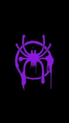 a purple spider - man logo on a black background