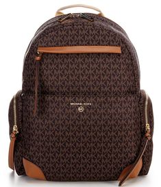 From Michael Kors, the Prescott Signature Logo Large Nylon Backpack features:Nylon18k gold hardwareInterior: Slip pockets, 2 side zip pocketsExterior: 1 back zip tech compartment, 1 front zip pocketFits iPadAdjustable strapApprox. 11" W x 15.5" H x 6.75" D bag; 16" - 25" strap drop Approx. weight 1.63 lbs. Imported. Michael Kors Backpack, Favorite Handbags, 2023 Fashion, Michael Kors Handbags, Large Backpack, Handbags Michael Kors, Cute Bags, Dillard's, Signature Logo