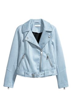 Jaket Motor, Suede Biker Jacket, Suede Biker, Cropped Leather Jacket, Faux Suede Jacket, H&m Jackets, Suede Jacket, Blue Suede