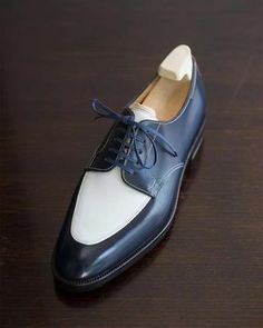 Handmade Men Two Tone Formal Shoes, Men Spectator Shoes, Men Dress Shoes | eBay Classic Fitted Dress Shoes For Groom, Elegant White Oxfords For Business, Classic Dress Shoes With Round Toe For Groom, Classic Round Toe Dress Shoes For Groom, Classic Blue Oxfords For Formal Occasions, Elegant White Lace-up Shoes For Formal Occasions, Elegant Oxfords With Snip Toe And Goodyear Welted, Elegant Oxfords With Snip Toe And Goodyear Welted Construction, Elegant Oxfords With Goodyear Welt And Snip Toe