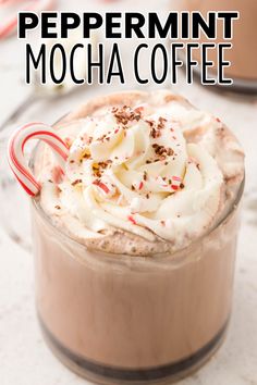 peppermint mocha coffee with whipped cream and candy canes