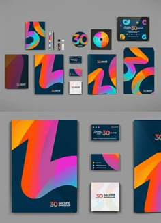 the stationery is designed to look like an abstract design with bright colors and curves