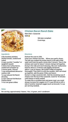 the recipe for chicken bacon ranch bake