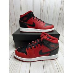 Nike Air Jordan 1 Mid Reverse Bred Gs Size 5.5y Black Red White 554725 660 New Brand New In Original Box. 100% Authentic Or Your Money Back. Box May Have Damage Due To Shipping And Stocking. Item Is In Perfect Condition. Shipped Via Priority Mail With Tracking Information. Please Feel Free To Contact Us For Any Questions. Thank You For Visiting Our Store. Nike Air Jordan 1 Mid, Nike Force, Nike React, Red Sneakers, Nike Air Huarache, Air Huarache, Nike Air Jordan 1, Air Jordan 1 Mid, Nike Air Max 97